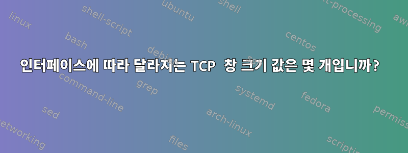 인터페이스에 따라 달라지는 TCP 창 크기 값은 몇 개입니까?