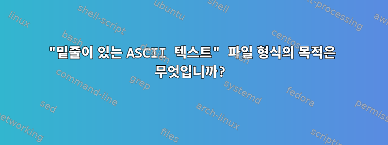 "밑줄이 있는 ASCII 텍스트" 파일 형식의 목적은 무엇입니까?