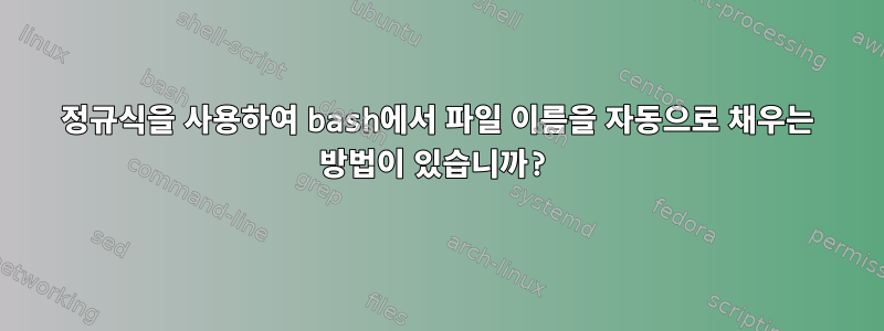 정규식을 사용하여 bash에서 파일 이름을 자동으로 채우는 방법이 있습니까?