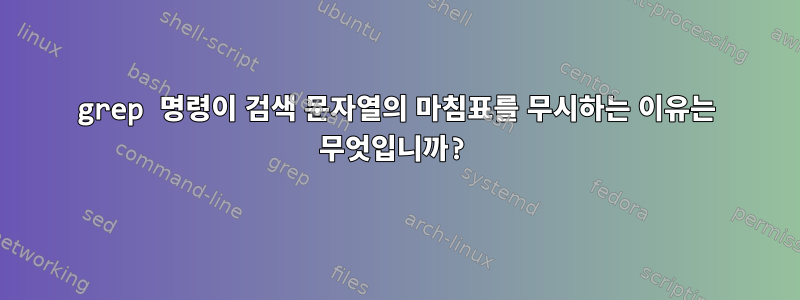 grep 명령이 검색 문자열의 마침표를 무시하는 이유는 무엇입니까?