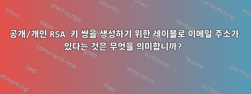 공개/개인 RSA 키 쌍을 생성하기 위한 레이블로 이메일 주소가 있다는 것은 무엇을 의미합니까?