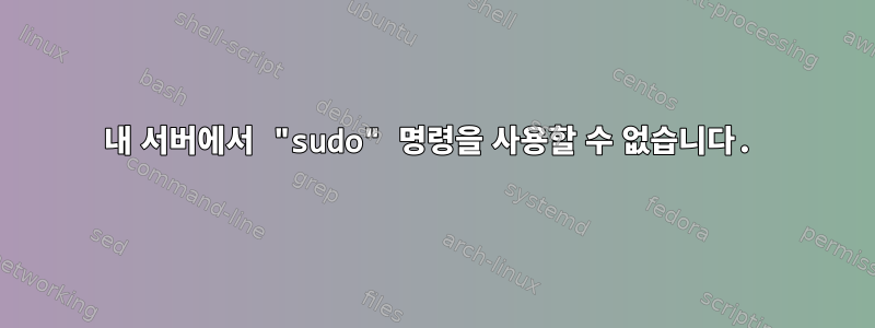 내 서버에서 "sudo" 명령을 사용할 수 없습니다.