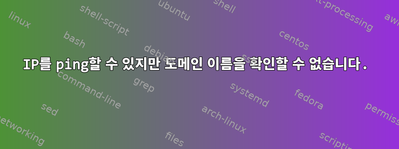 IP를 ping할 수 있지만 도메인 이름을 확인할 수 없습니다.