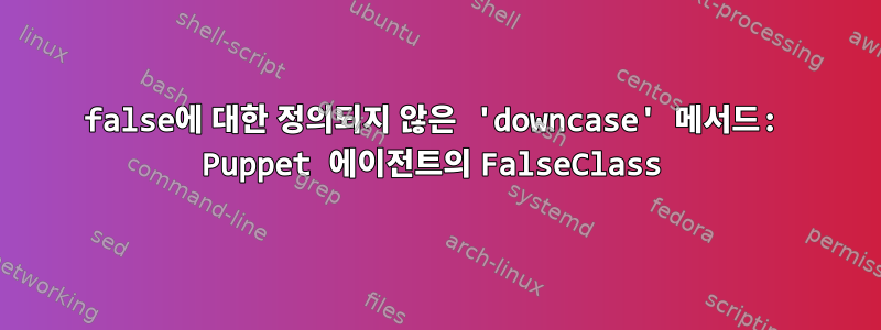 false에 대한 정의되지 않은 'downcase' 메서드: Puppet 에이전트의 FalseClass