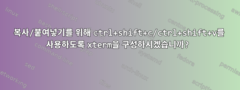 복사/붙여넣기를 위해 ctrl+shift+c/ctrl+shift+v를 사용하도록 xterm을 구성하시겠습니까?