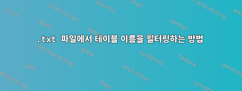 .txt 파일에서 테이블 이름을 필터링하는 방법