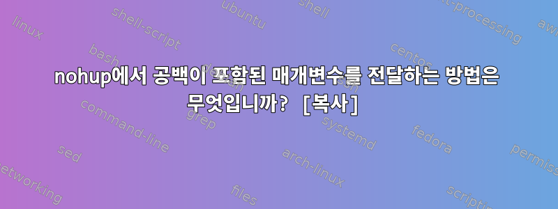 nohup에서 공백이 포함된 매개변수를 전달하는 방법은 무엇입니까? [복사]