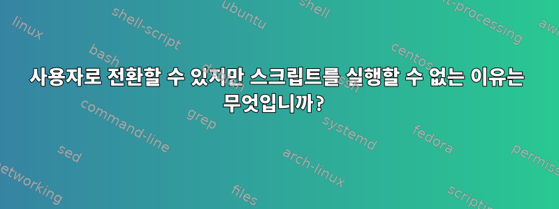 사용자로 전환할 수 있지만 스크립트를 실행할 수 없는 이유는 무엇입니까?