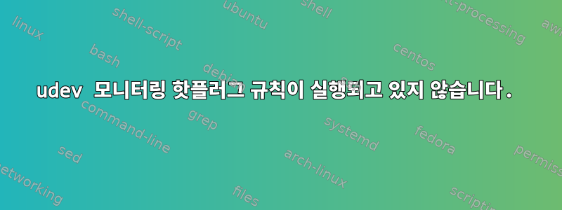 udev 모니터링 핫플러그 규칙이 실행되고 있지 않습니다.