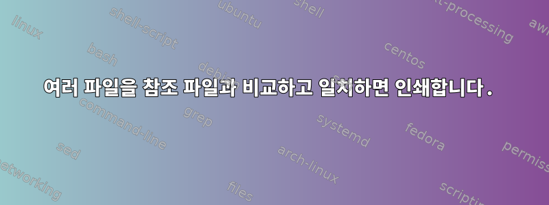 여러 파일을 참조 파일과 비교하고 일치하면 인쇄합니다.