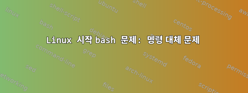 Linux 시작 bash 문제: 명령 대체 문제