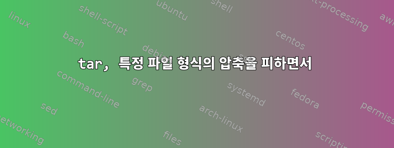 tar, 특정 파일 형식의 압축을 피하면서