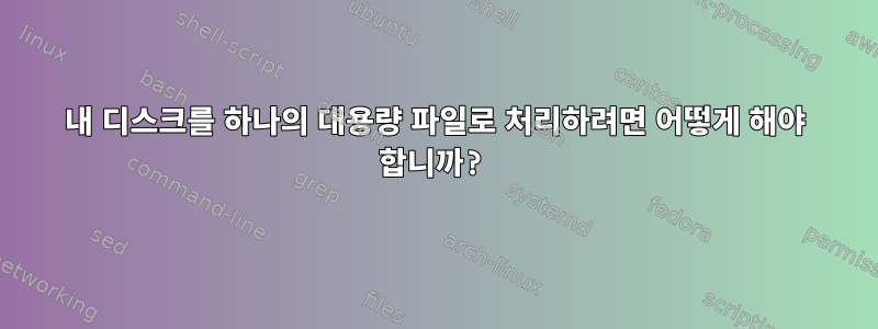 내 디스크를 하나의 대용량 파일로 처리하려면 어떻게 해야 합니까?