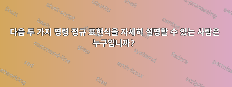 다음 두 가지 명령 정규 표현식을 자세히 설명할 수 있는 사람은 누구입니까?