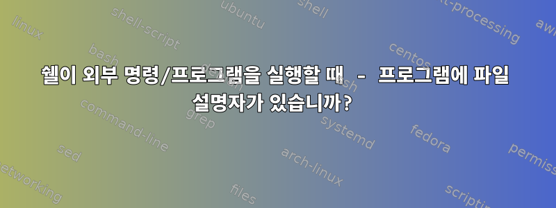 쉘이 외부 명령/프로그램을 실행할 때 - 프로그램에 파일 설명자가 있습니까?