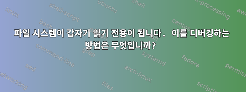 파일 시스템이 갑자기 읽기 전용이 됩니다. 이를 디버깅하는 방법은 무엇입니까?