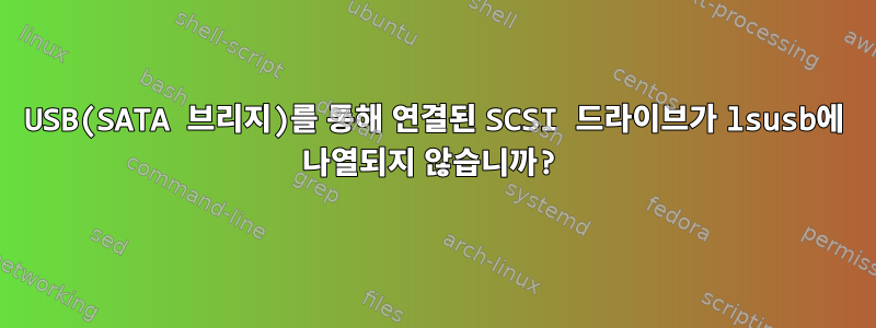 USB(SATA 브리지)를 통해 연결된 SCSI 드라이브가 lsusb에 나열되지 않습니까?