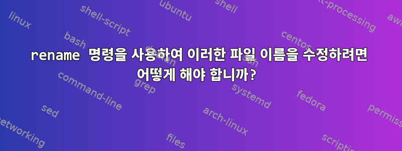 rename 명령을 사용하여 이러한 파일 이름을 수정하려면 어떻게 해야 합니까?