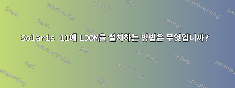 Solaris 11에 LDOM을 설치하는 방법은 무엇입니까?