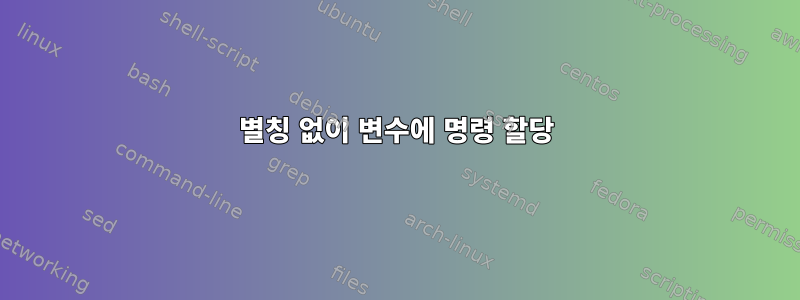 별칭 없이 변수에 명령 할당