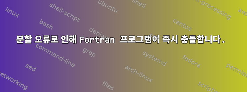 분할 오류로 인해 Fortran 프로그램이 즉시 충돌합니다.