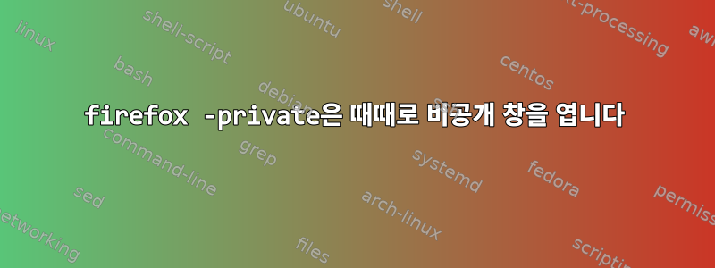 firefox -private은 때때로 비공개 창을 엽니다