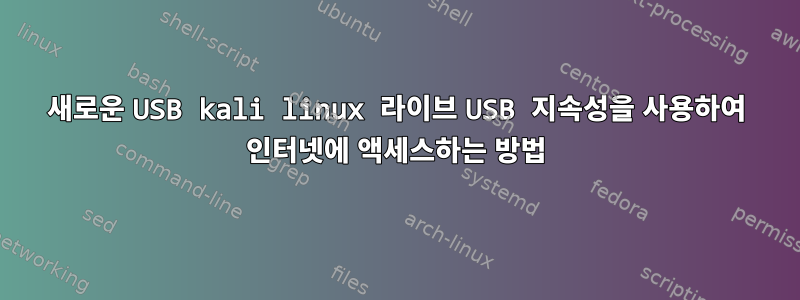 새로운 USB kali linux 라이브 USB 지속성을 사용하여 인터넷에 액세스하는 방법