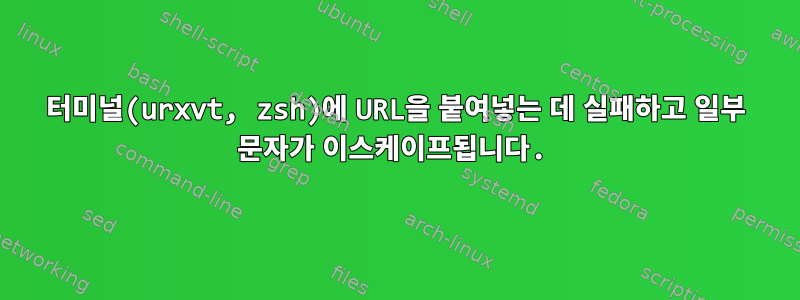 터미널(urxvt, zsh)에 URL을 붙여넣는 데 실패하고 일부 문자가 이스케이프됩니다.