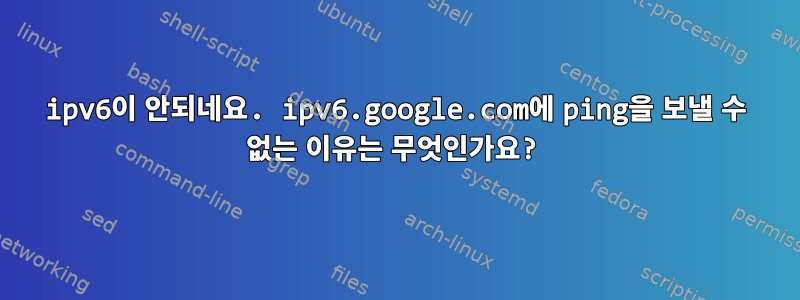 ipv6이 안되네요. ipv6.google.com에 ping을 보낼 수 없는 이유는 무엇인가요?