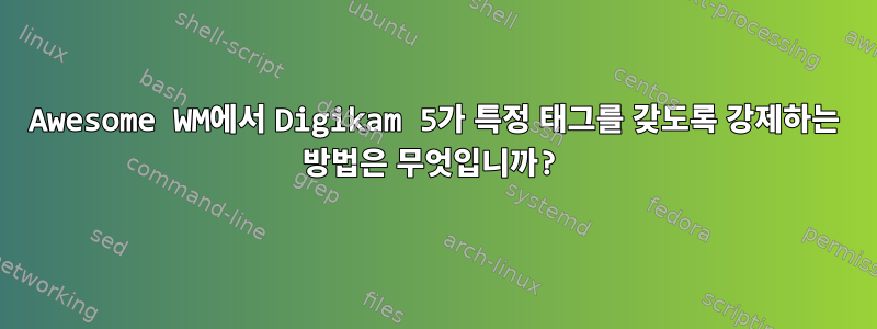 Awesome WM에서 Digikam 5가 특정 태그를 갖도록 강제하는 방법은 무엇입니까?