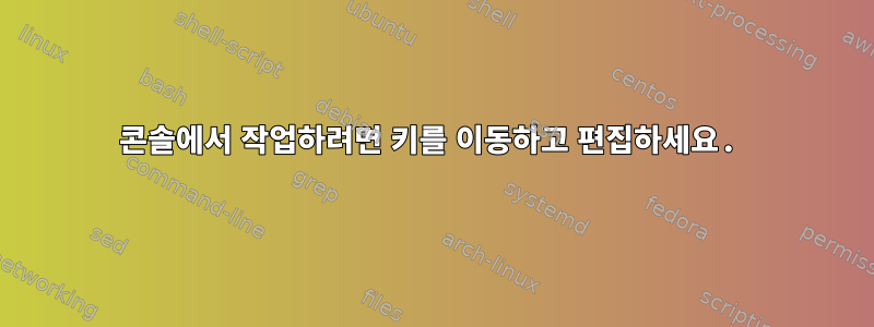 콘솔에서 작업하려면 키를 이동하고 편집하세요.