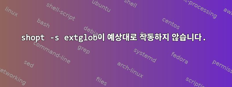 shopt -s extglob이 예상대로 작동하지 않습니다.