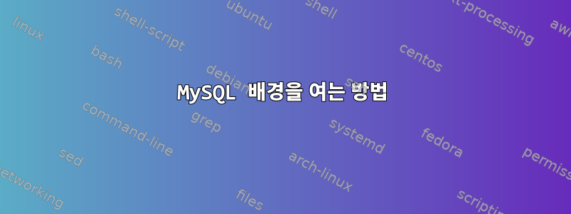 MySQL 배경을 여는 방법