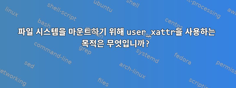 파일 시스템을 마운트하기 위해 user_xattr을 사용하는 목적은 무엇입니까?