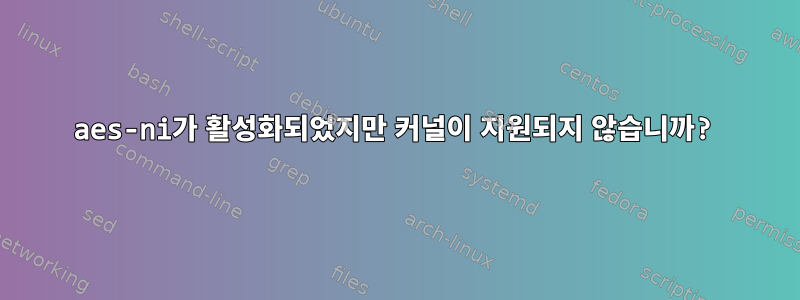 aes-ni가 활성화되었지만 커널이 지원되지 않습니까?