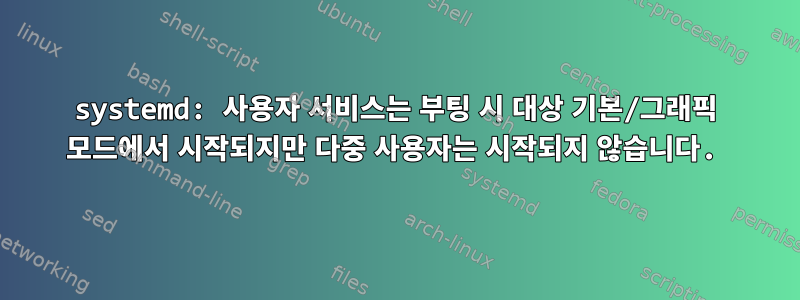 systemd: 사용자 서비스는 부팅 시 대상 기본/그래픽 모드에서 시작되지만 다중 사용자는 시작되지 않습니다.