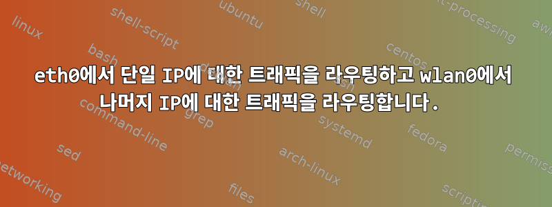 eth0에서 단일 IP에 대한 트래픽을 라우팅하고 wlan0에서 나머지 IP에 대한 트래픽을 라우팅합니다.