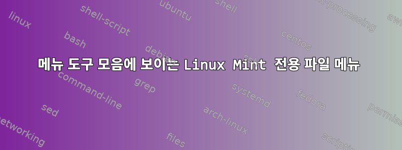 메뉴 도구 모음에 보이는 Linux Mint 전용 파일 메뉴