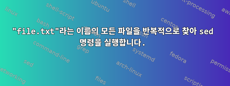 "file.txt"라는 이름의 모든 파일을 반복적으로 찾아 sed 명령을 실행합니다.