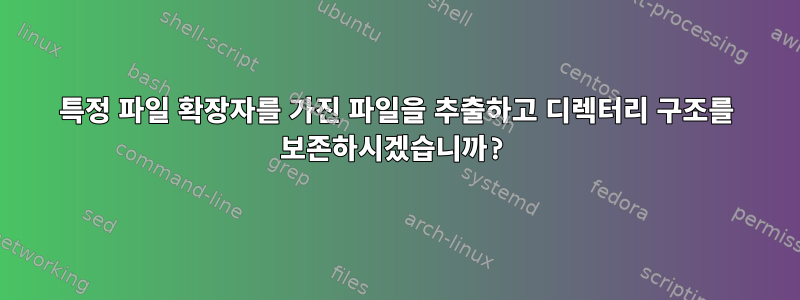 특정 파일 확장자를 가진 파일을 추출하고 디렉터리 구조를 보존하시겠습니까?