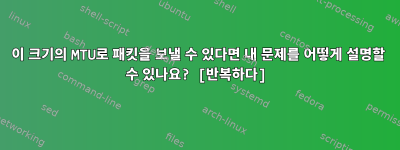 이 크기의 MTU로 패킷을 보낼 수 있다면 내 문제를 어떻게 설명할 수 있나요? [반복하다]