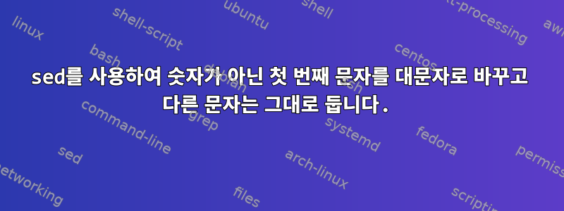 sed를 사용하여 숫자가 아닌 첫 번째 문자를 대문자로 바꾸고 다른 문자는 그대로 둡니다.