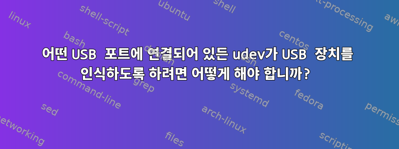 어떤 USB 포트에 연결되어 있든 udev가 USB 장치를 인식하도록 하려면 어떻게 해야 합니까?