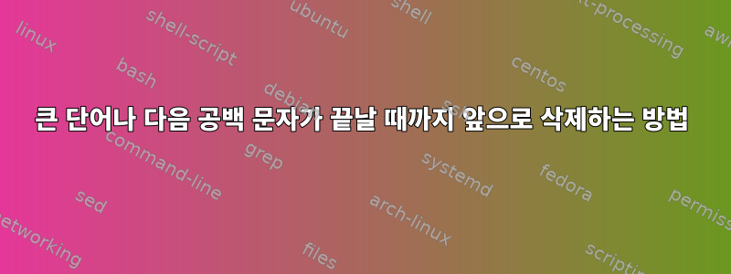 큰 단어나 다음 공백 문자가 끝날 때까지 앞으로 삭제하는 방법