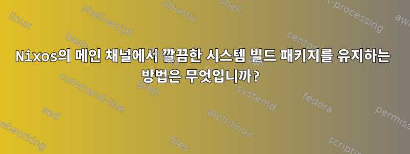 Nixos의 메인 채널에서 깔끔한 시스템 빌드 패키지를 유지하는 방법은 무엇입니까?