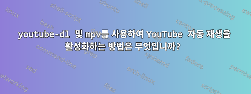 youtube-dl 및 mpv를 사용하여 YouTube 자동 재생을 활성화하는 방법은 무엇입니까?