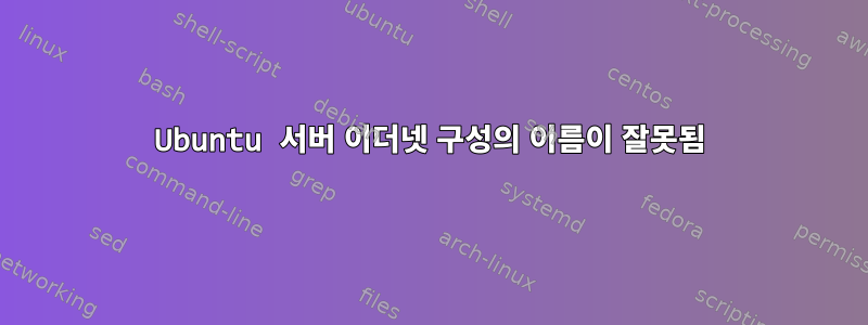 Ubuntu 서버 이더넷 구성의 이름이 잘못됨