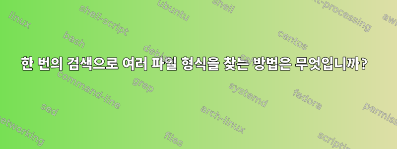 한 번의 검색으로 여러 파일 형식을 찾는 방법은 무엇입니까?