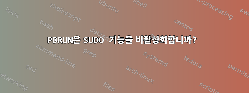 PBRUN은 SUDO 기능을 비활성화합니까?