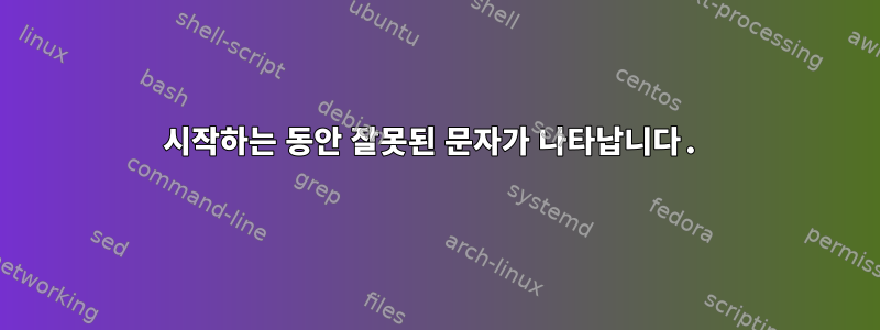 시작하는 동안 잘못된 문자가 나타납니다.